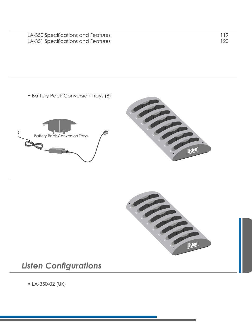 La-350 package contents, Lvwhq&rqàjxudwlrqv, La-351 package contents | Listen Technologies Stationary LA-350 User Manual | Page 127 / 148