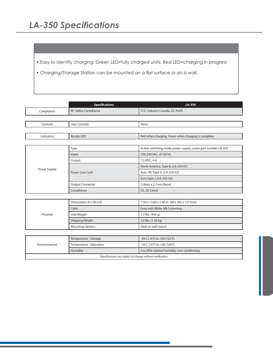 6shflàfdwlrqv, Features | Listen Technologies Stationary LA-350 User Manual | Page 129 / 148