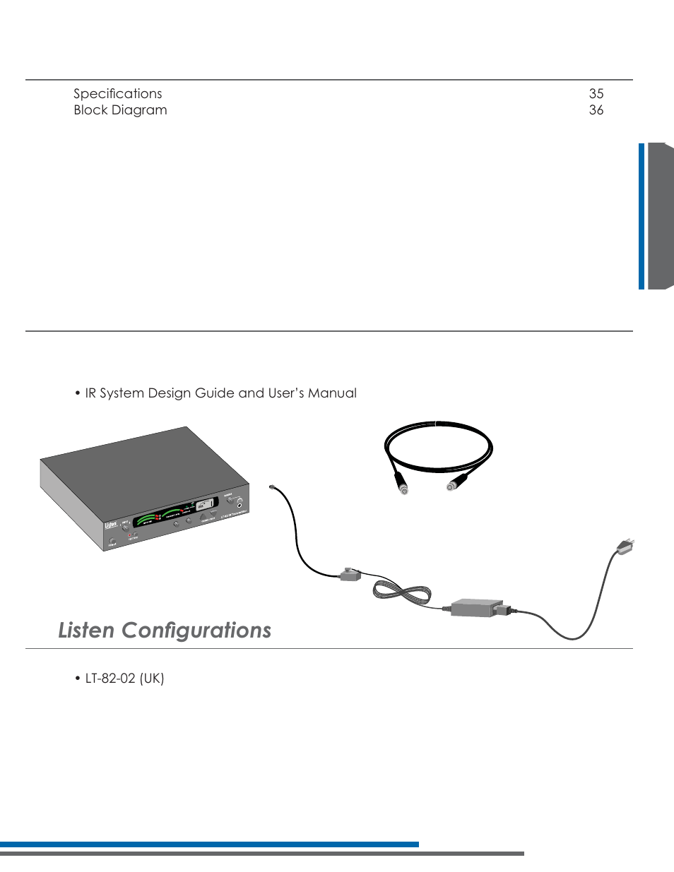 Lt-82 package contents, Lvwhq&rqàjxudwlrqv, Lt-82 user’s manual table of contents | Listen Technologies Stationary LA-350 User Manual | Page 39 / 148