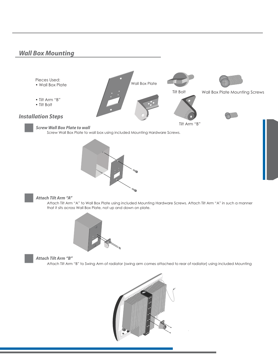 La-140 – mounting your radiator, Wall box mounting, Installation steps | Listen Technologies Stationary LA-350 User Manual | Page 65 / 148