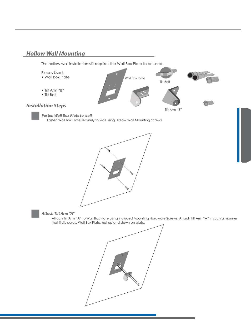 La-140 – mounting your radiator, Hollow wall mounting, Installation steps | Listen Technologies Stationary LA-350 User Manual | Page 67 / 148