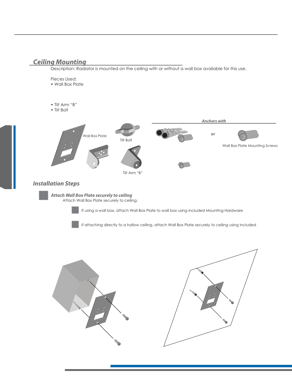 La-140 – mounting your radiator, Ceiling mounting, Installation steps | Listen Technologies Stationary LA-350 User Manual | Page 74 / 148