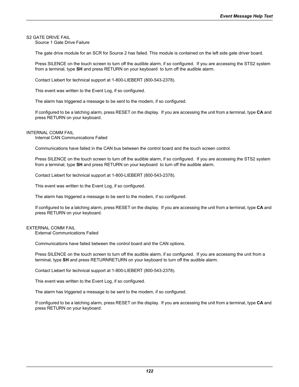 Liebert POWER PROTECTION STATIC TRANSFER SWITCH User Manual | Page 130 / 152