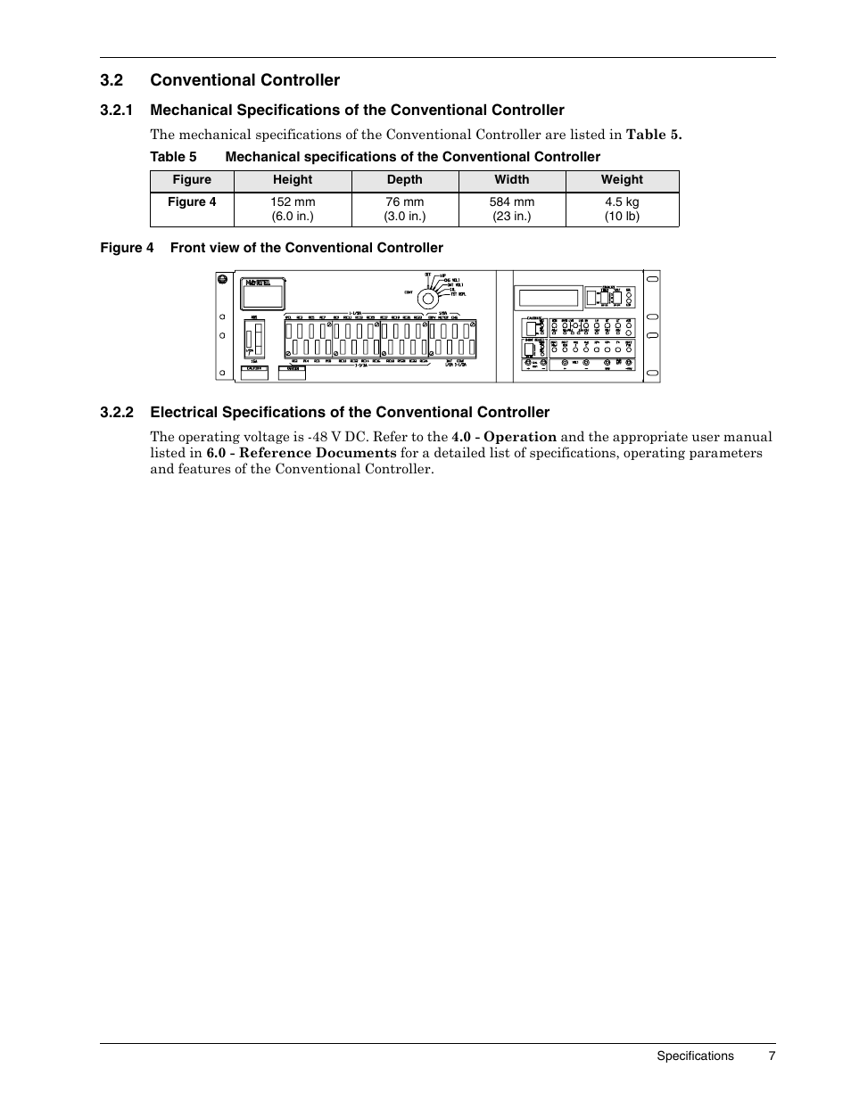 2 conventional controller, Figure 4 front view of the conventional controller, Conventional controller | Figure 4, Front view of the conventional controller, Table 5 | Liebert 1500 User Manual | Page 13 / 59