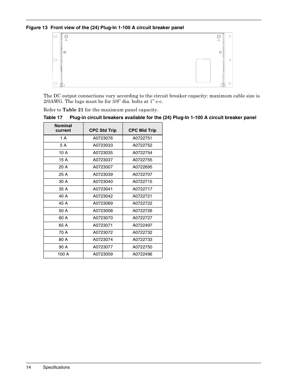 Table 17, Figure 13 | Liebert 1500 User Manual | Page 20 / 59