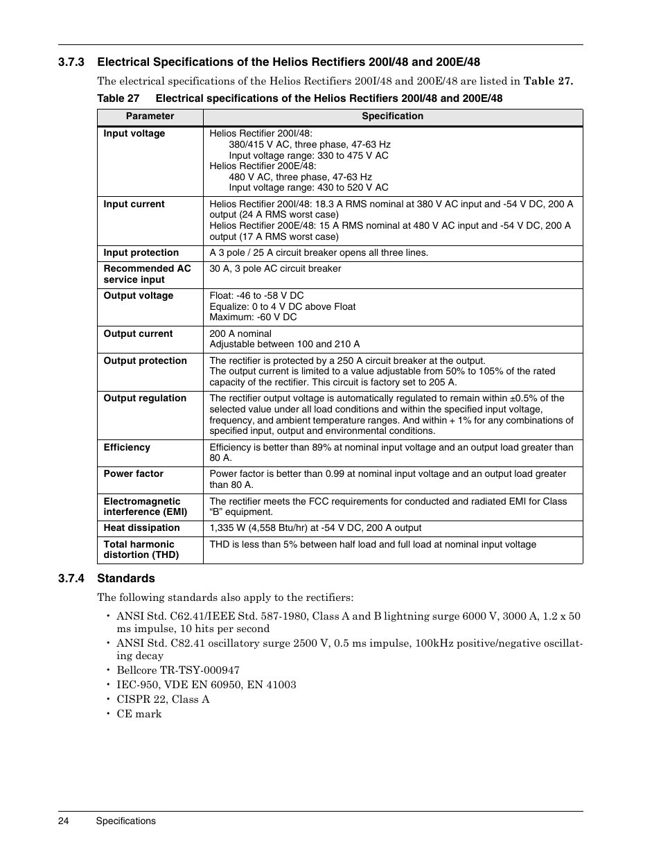 4 standards, Standards, Table 27 | Liebert 1500 User Manual | Page 30 / 59