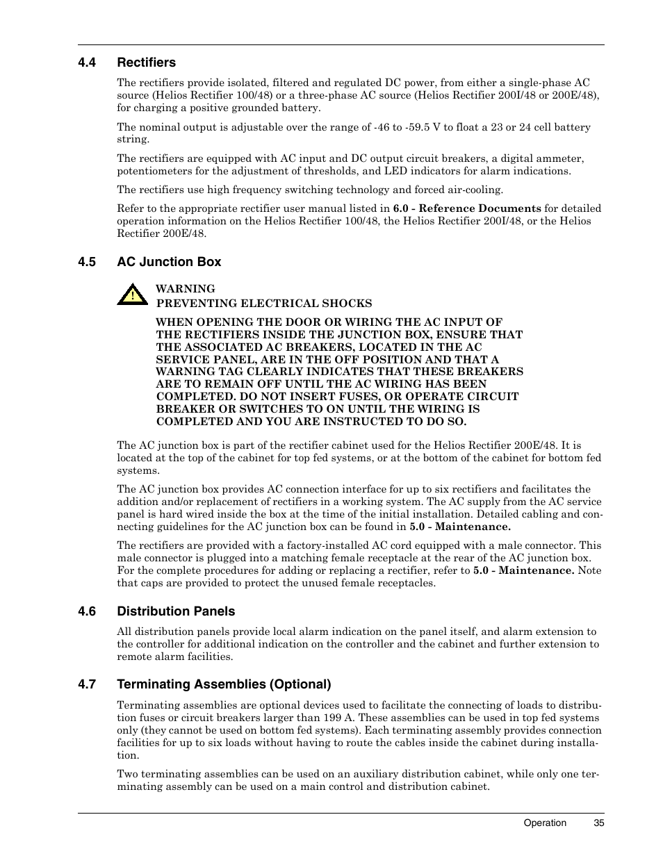 4 rectifiers, 5 ac junction box, 6 distribution panels | 7 terminating assemblies (optional), Rectifiers, Ac junction box, Distribution panels, Terminating assemblies (optional) | Liebert 1500 User Manual | Page 41 / 59