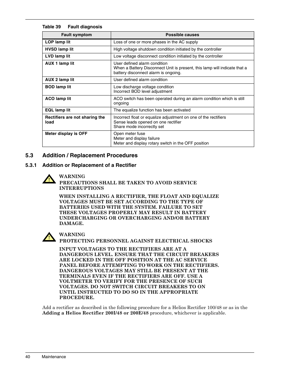 3 addition / replacement procedures, 1 addition or replacement of a rectifier, Addition / replacement procedures | Addition or replacement of a rectifier | Liebert 1500 User Manual | Page 46 / 59