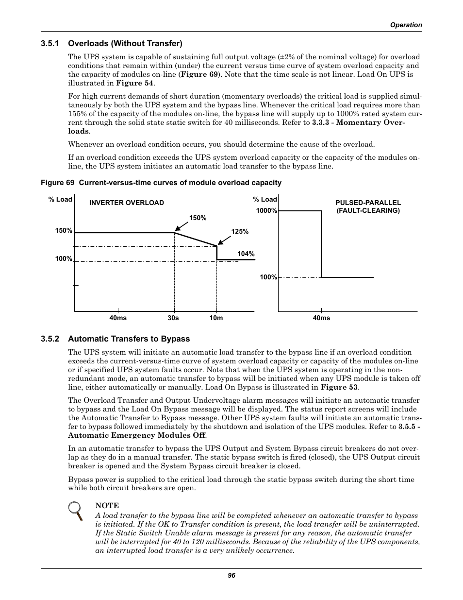 1 overloads (without transfer), 2 automatic transfers to bypass, Overloads (without transfer) | Automatic transfers to bypass | Liebert 1000kVA User Manual | Page 102 / 120