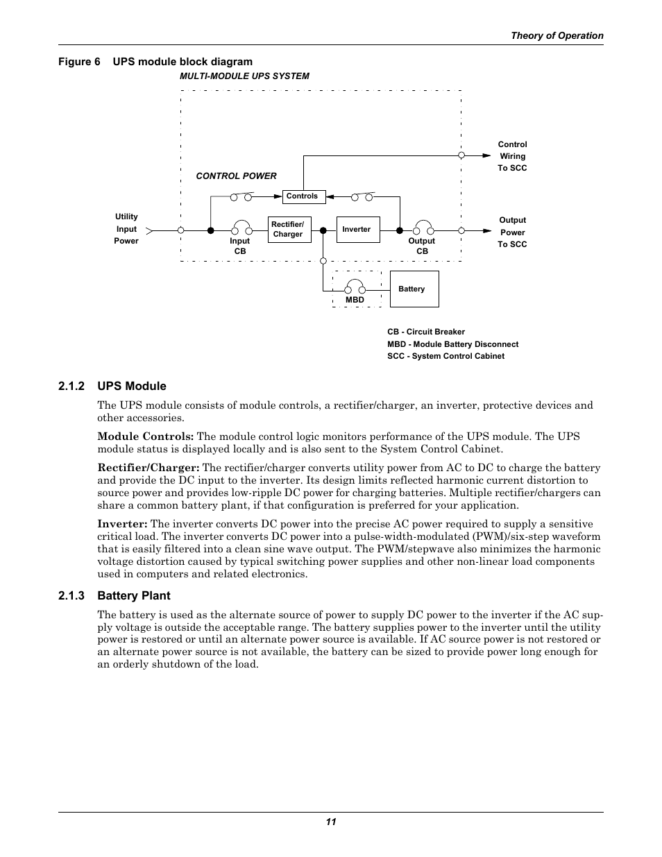 Figure 6 ups module block diagram, 2 ups module, 3 battery plant | Ups module, Battery plant, Figure 6, Ups module block diagram | Liebert 1000kVA User Manual | Page 17 / 120