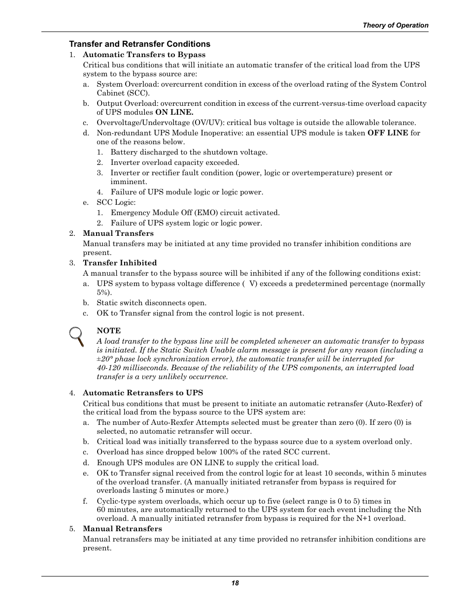 Transfer and retransfer conditions | Liebert 1000kVA User Manual | Page 24 / 120