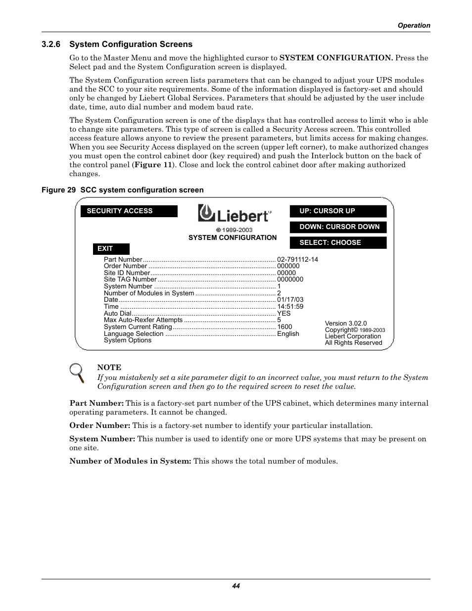 6 system configuration screens, Figure 29 scc system configuration screen, System configuration screens | Liebert 1000kVA User Manual | Page 50 / 120