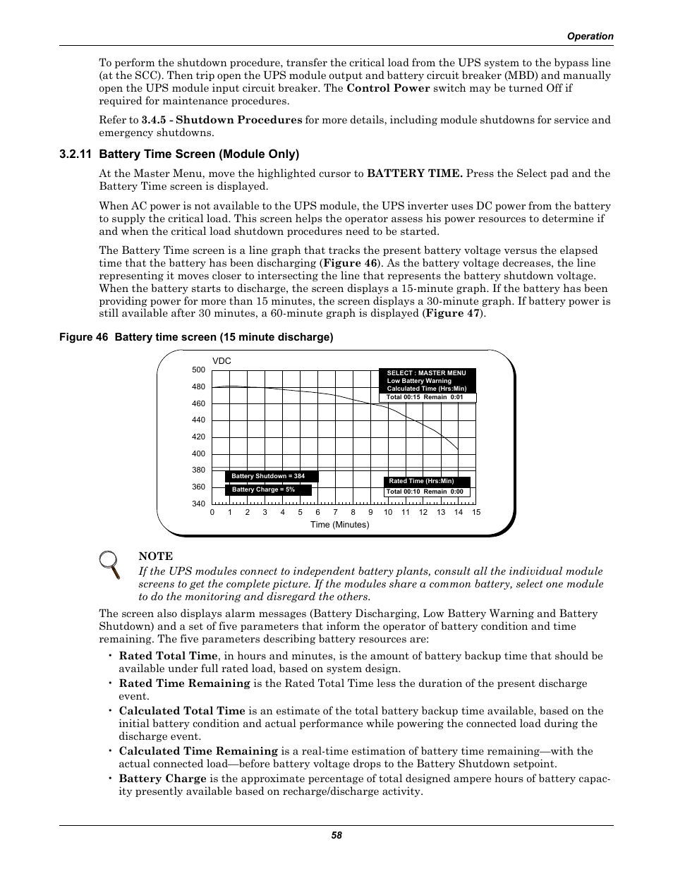 11 battery time screen (module only) | Liebert 1000kVA User Manual | Page 64 / 120