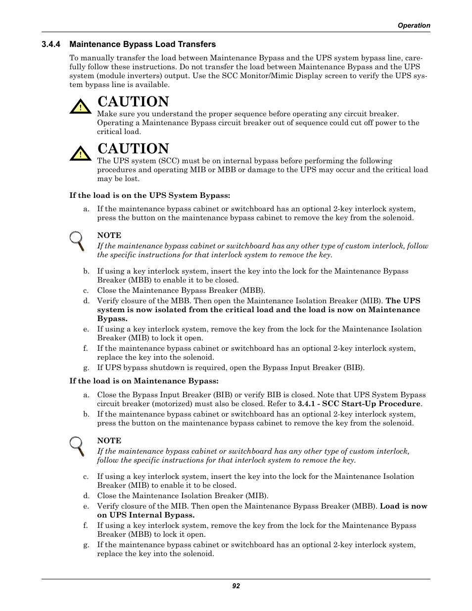 4 maintenance bypass load transfers, Maintenance bypass load transfers, Caution | Liebert 1000kVA User Manual | Page 98 / 120