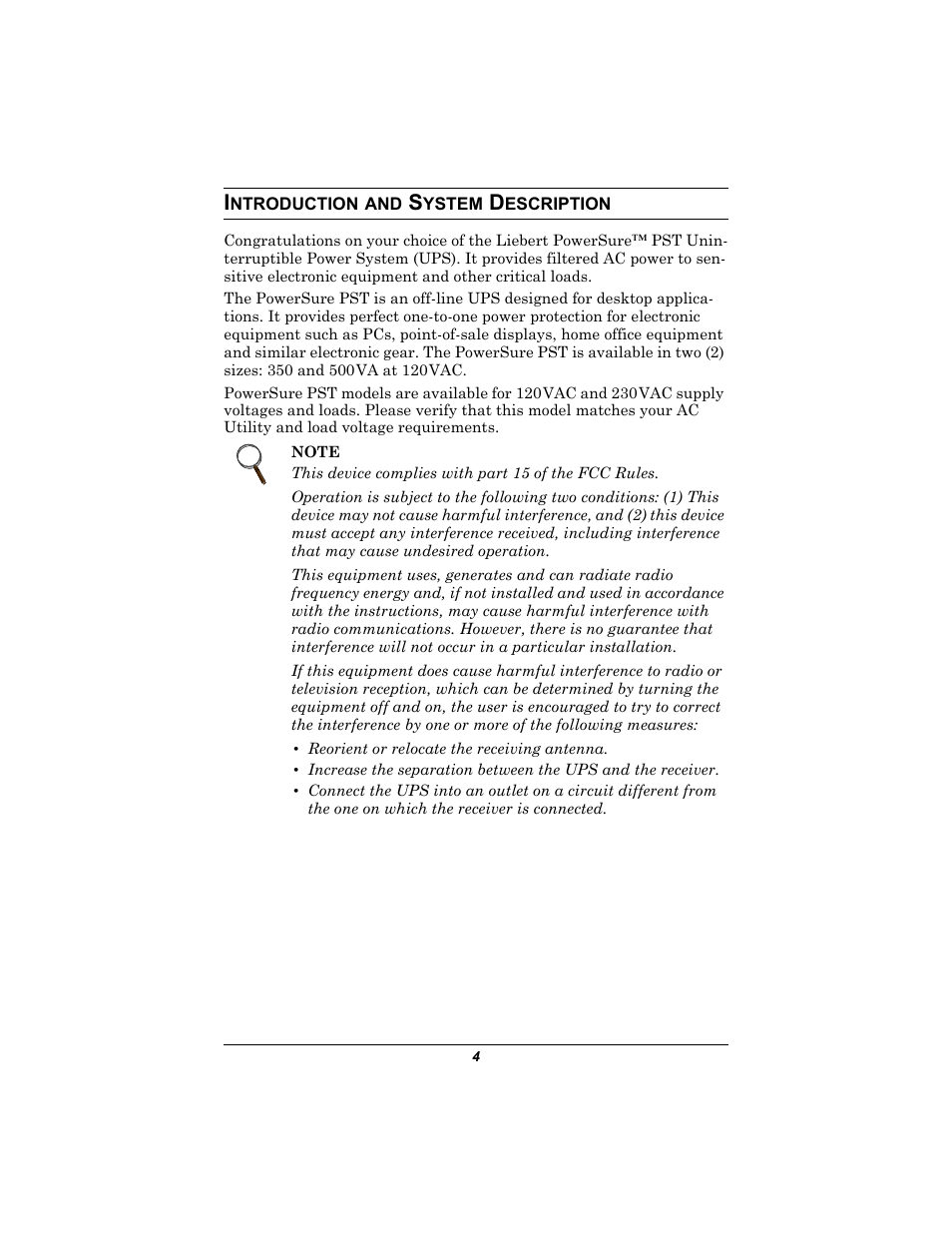 Introduction and system description, Ntroduction, Ystem | Escription | Liebert 350-500 VA User Manual | Page 8 / 24