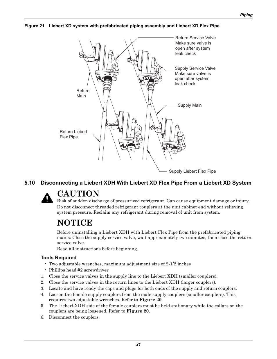 Tools required, Notice, Caution | Liebert Cooling Modules XDH User Manual | Page 25 / 36