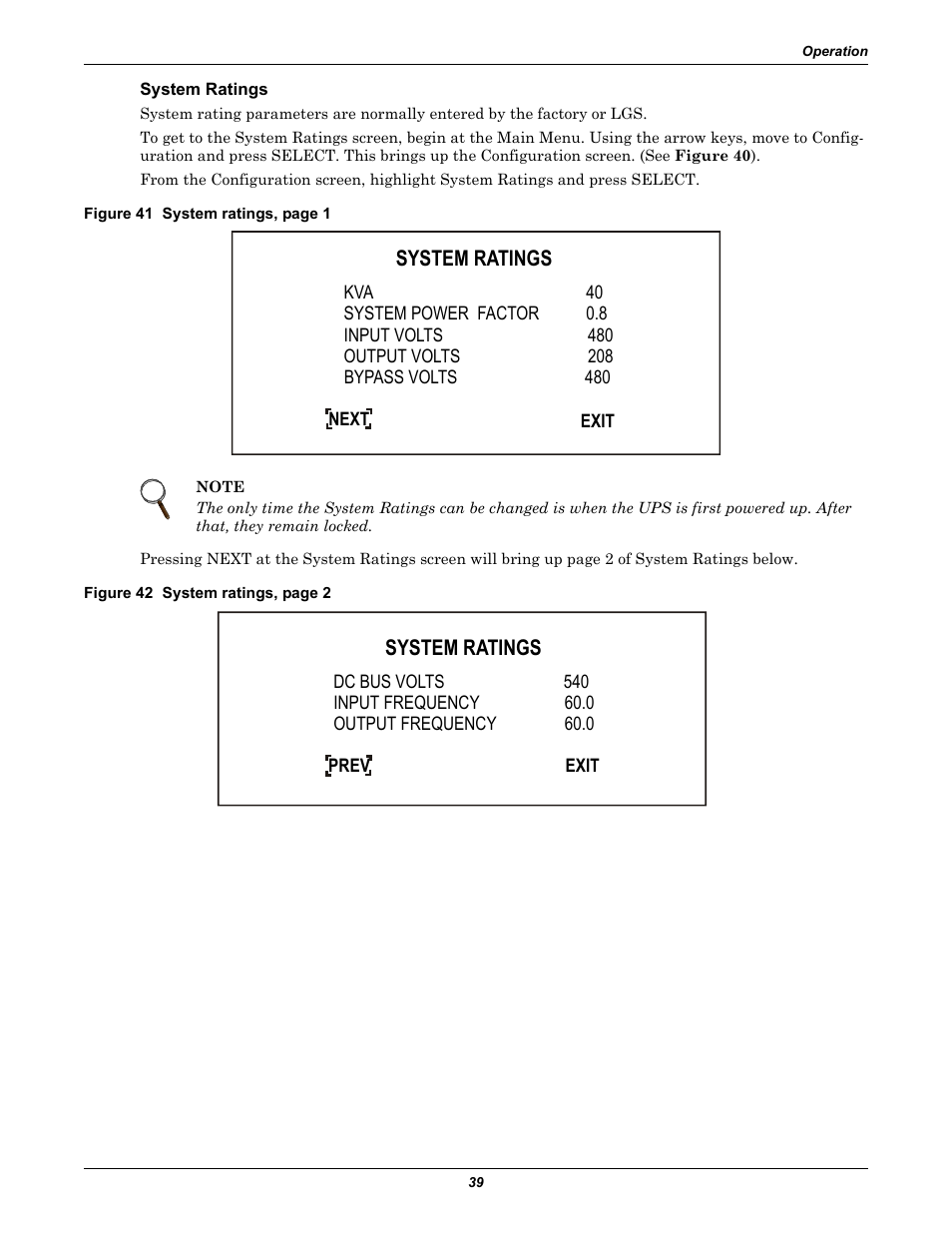 System ratings | Liebert 30-130kVA User Manual | Page 47 / 112