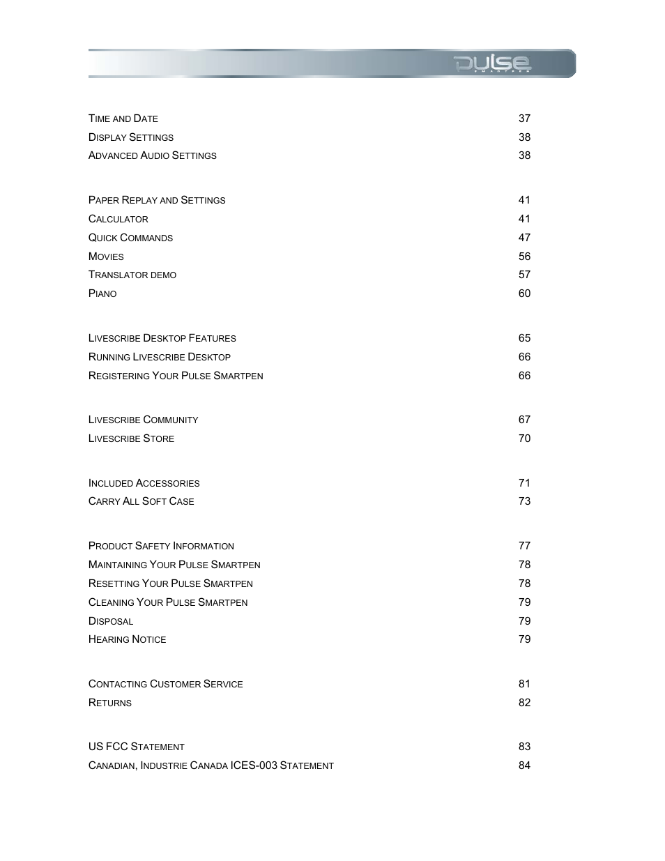 Livescribe PULSE User Manual | Page 4 / 89
