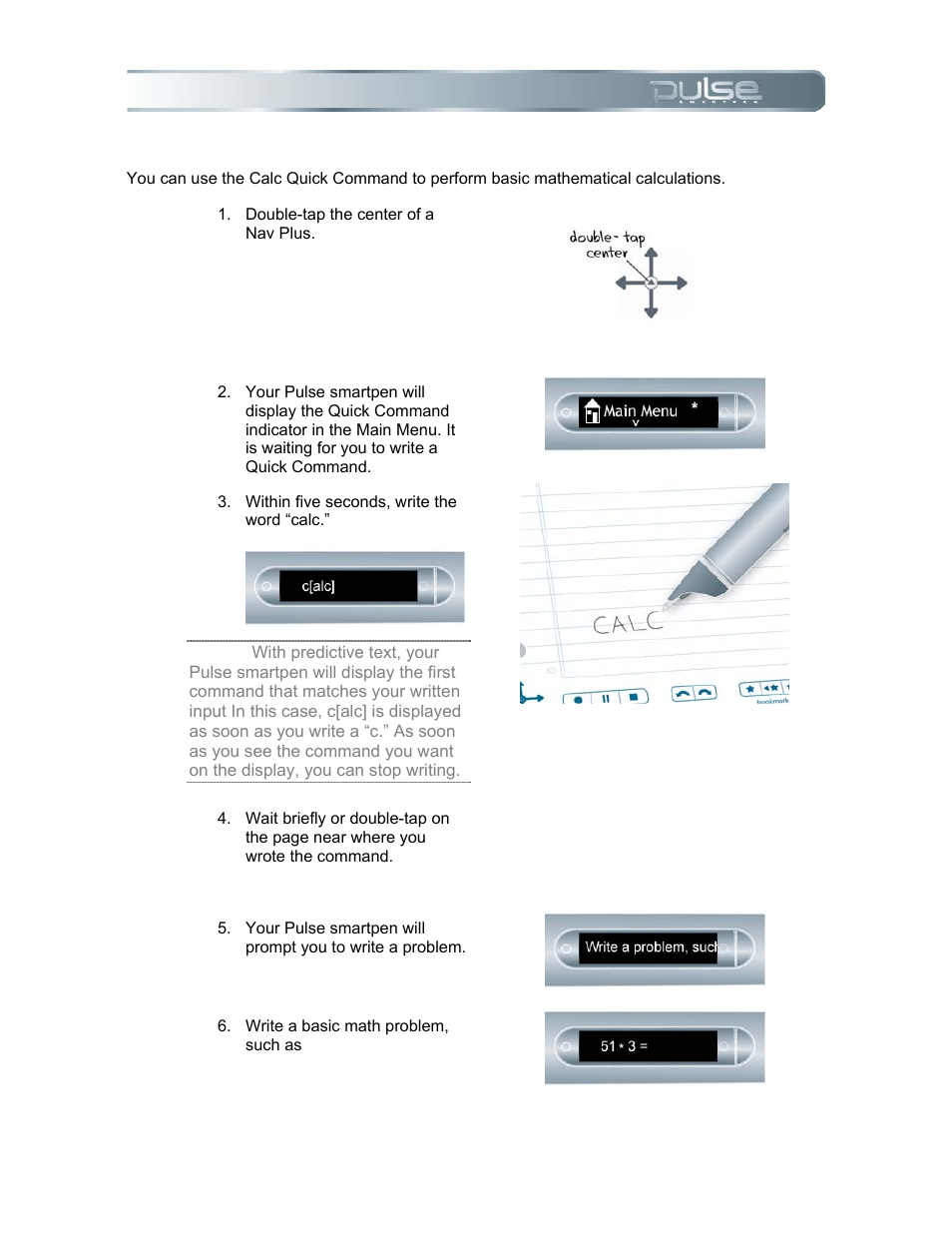 Calc quick command | Livescribe PULSE User Manual | Page 49 / 89