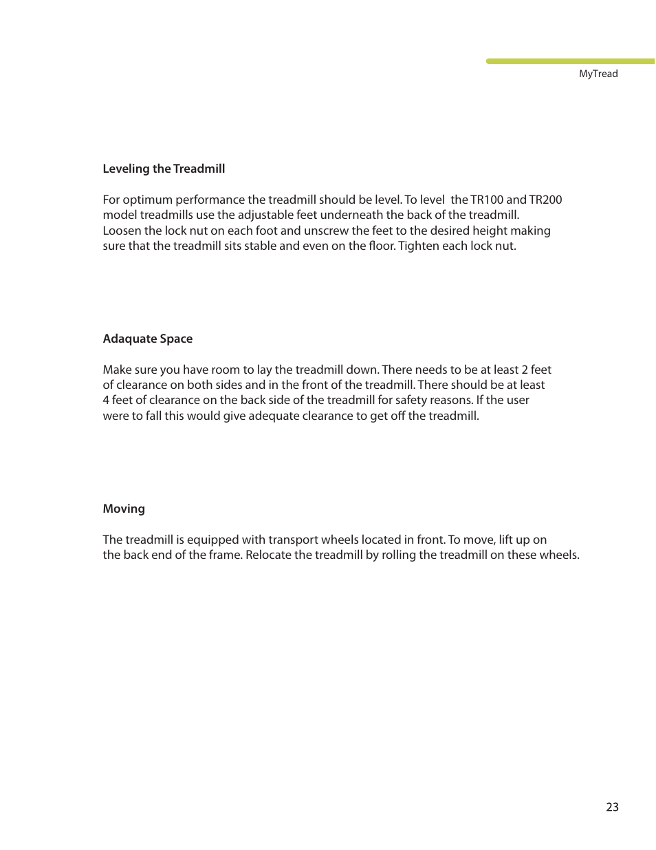 LifeSpan MyTread TR100 User Manual | Page 23 / 40