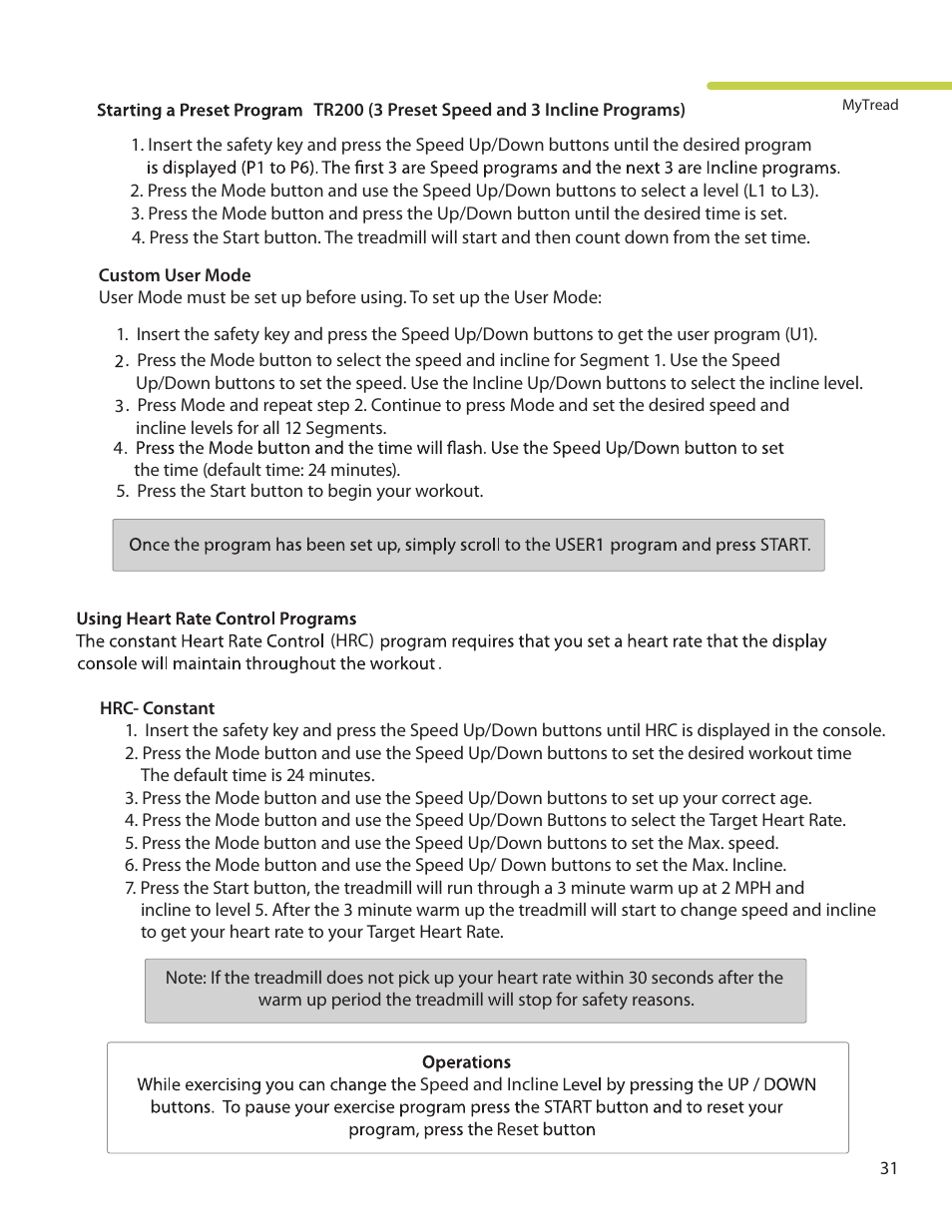 LifeSpan MyTread TR100 User Manual | Page 31 / 40