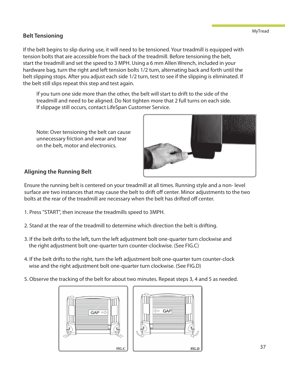 LifeSpan MyTread TR100 User Manual | Page 37 / 40