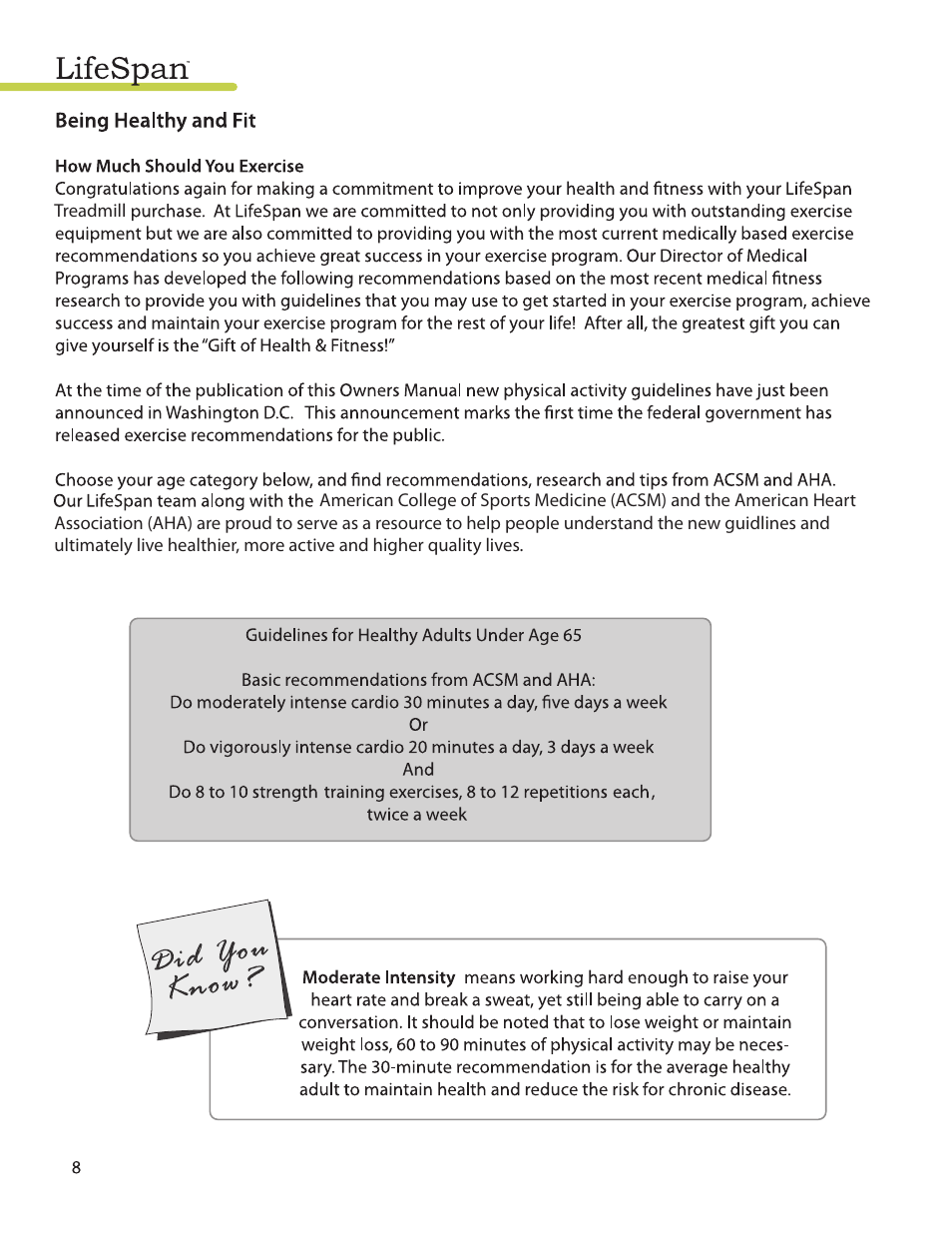 LifeSpan MyTread TR100 User Manual | Page 8 / 40