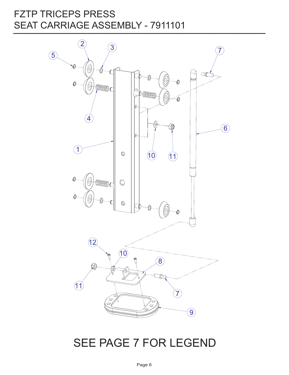 See page 7 for legend, Fztp triceps press | Life Fitness FZTP User Manual | Page 6 / 17