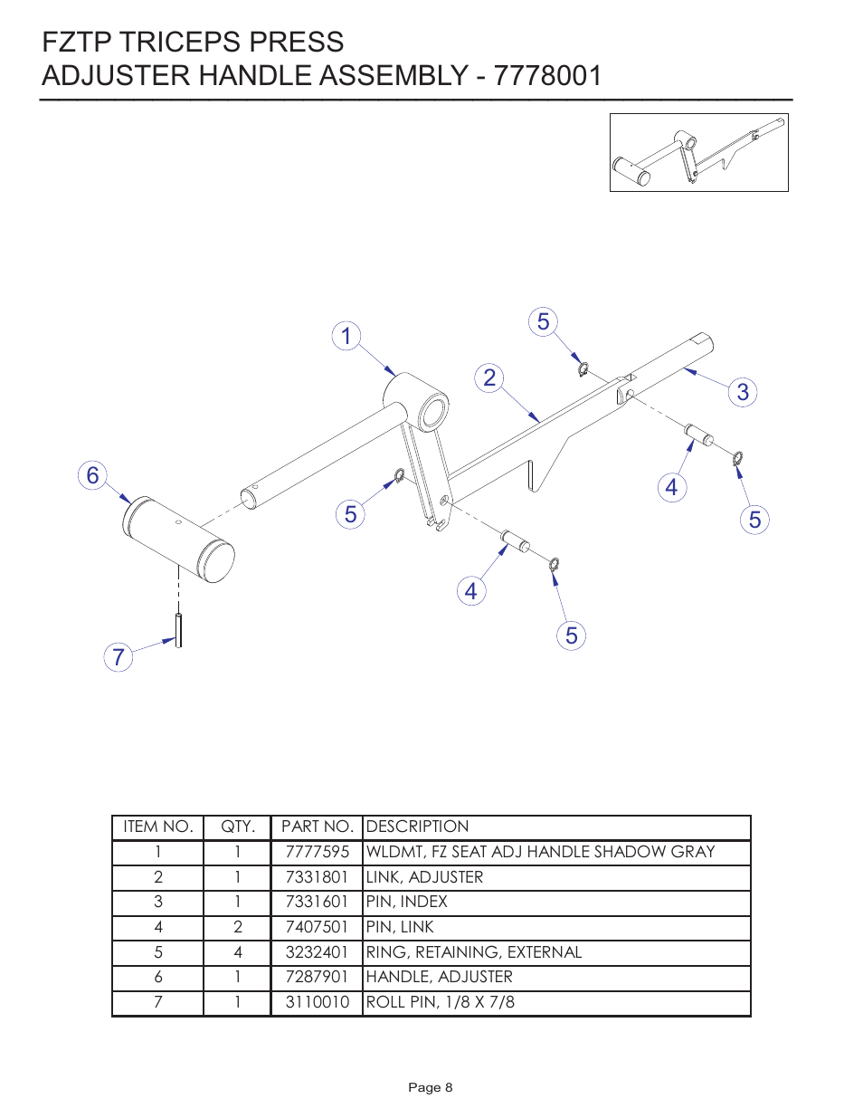 Fztp triceps press | Life Fitness FZTP User Manual | Page 8 / 17