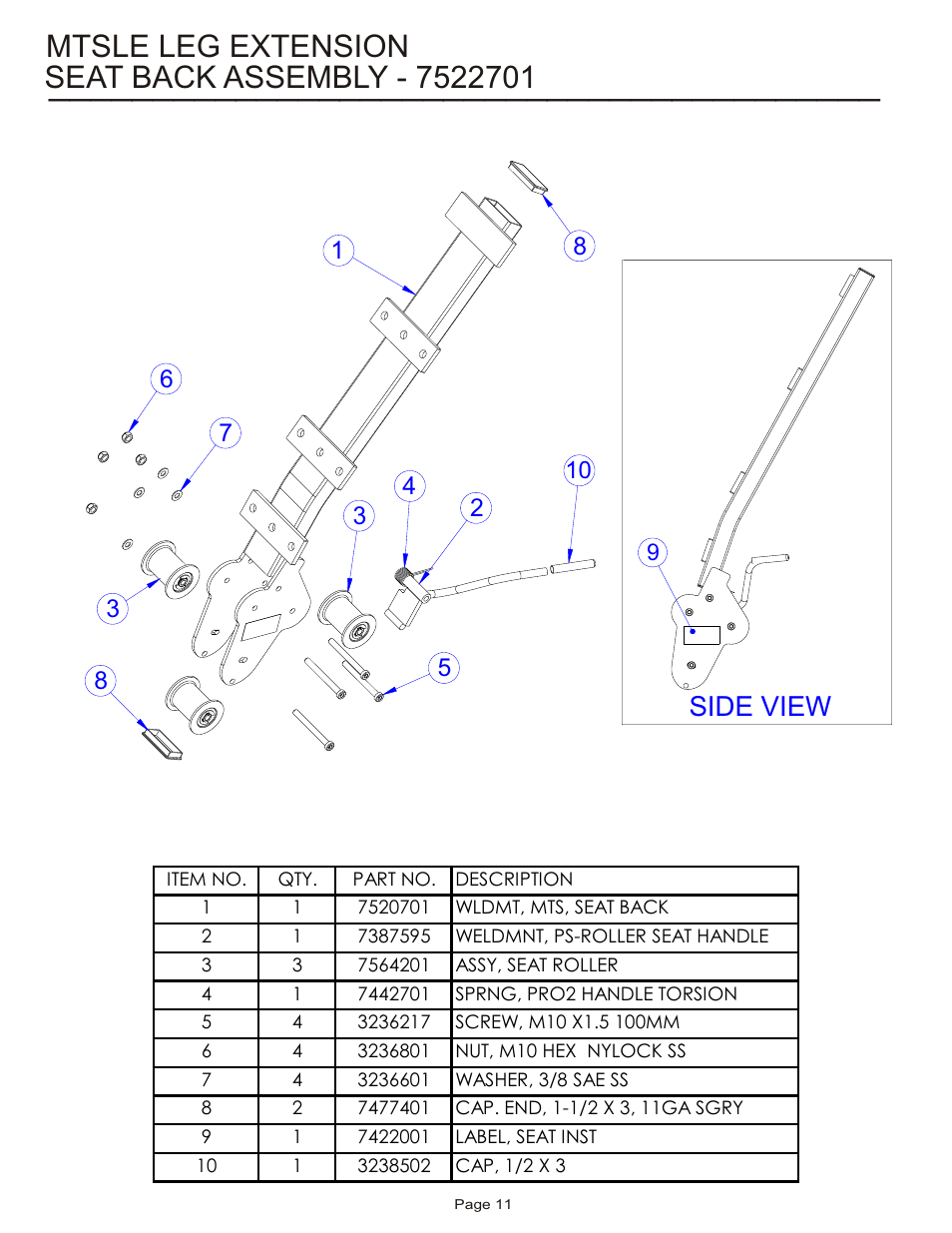 Side view | Life Fitness MTSLE User Manual | Page 11 / 18