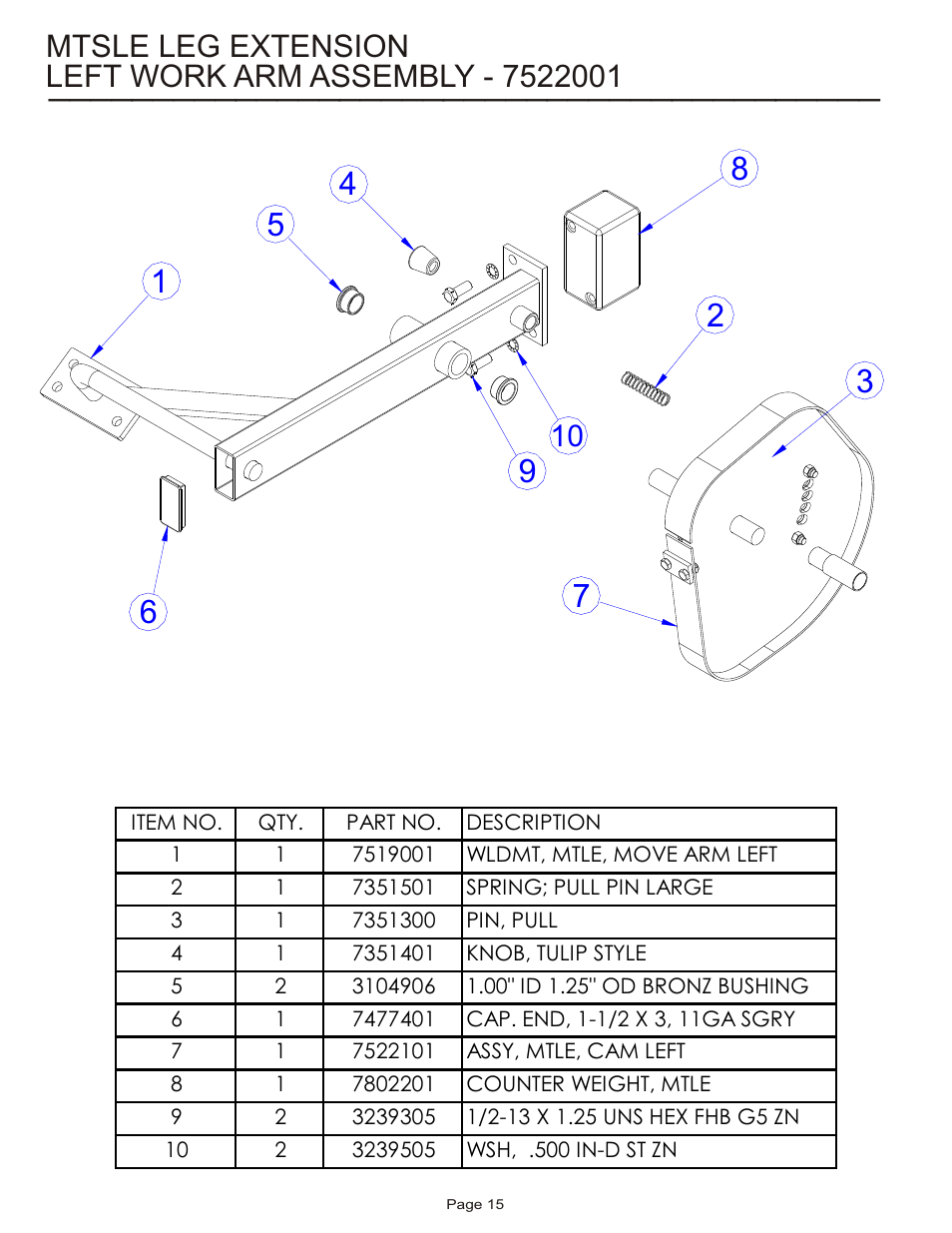 Mtsle leg extension | Life Fitness MTSLE User Manual | Page 15 / 18