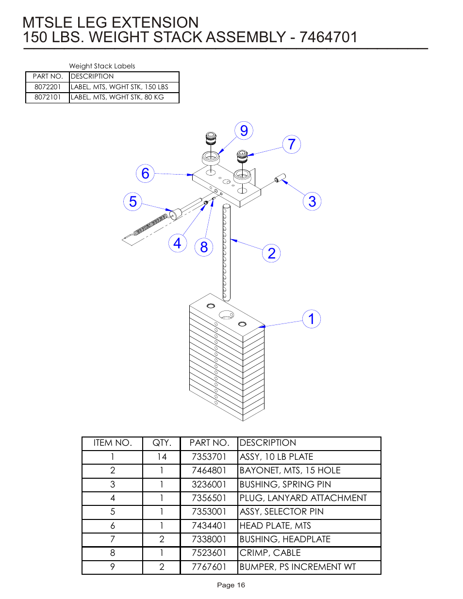 Mtsle leg extension | Life Fitness MTSLE User Manual | Page 16 / 18