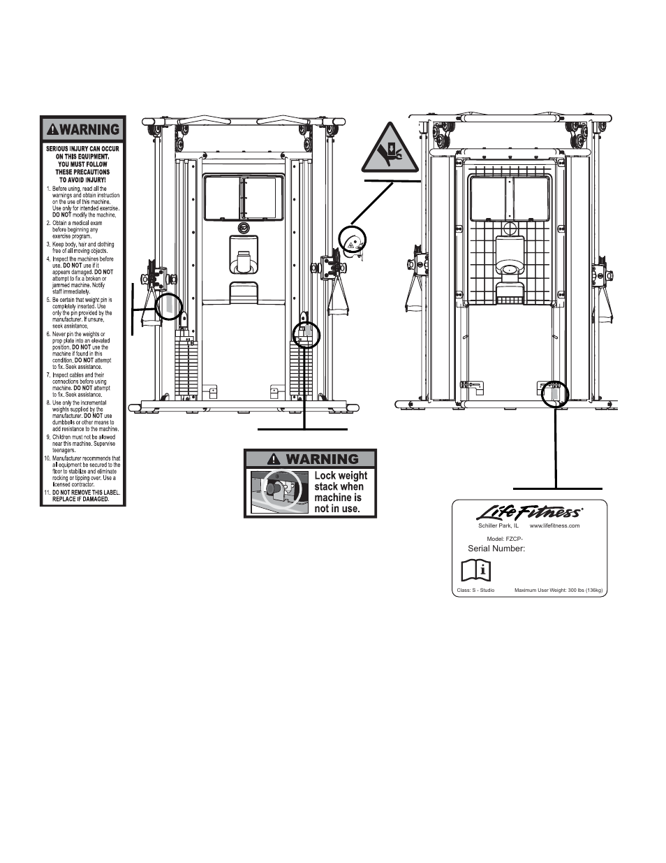 G7 warning labels | Life Fitness Cable Motion G7-002 User Manual | Page 4 / 26