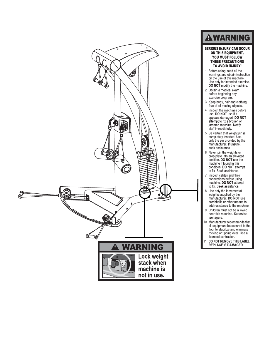 G5 warning labels | Life Fitness Cable Motion 8289201 REV. B User Manual | Page 4 / 24