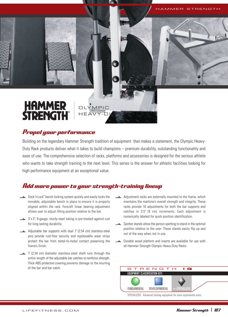Propel your performance, Add more power to your strength-training lineup | Life Fitness Hammer Strength OHDRacks User Manual | Page 2 / 6