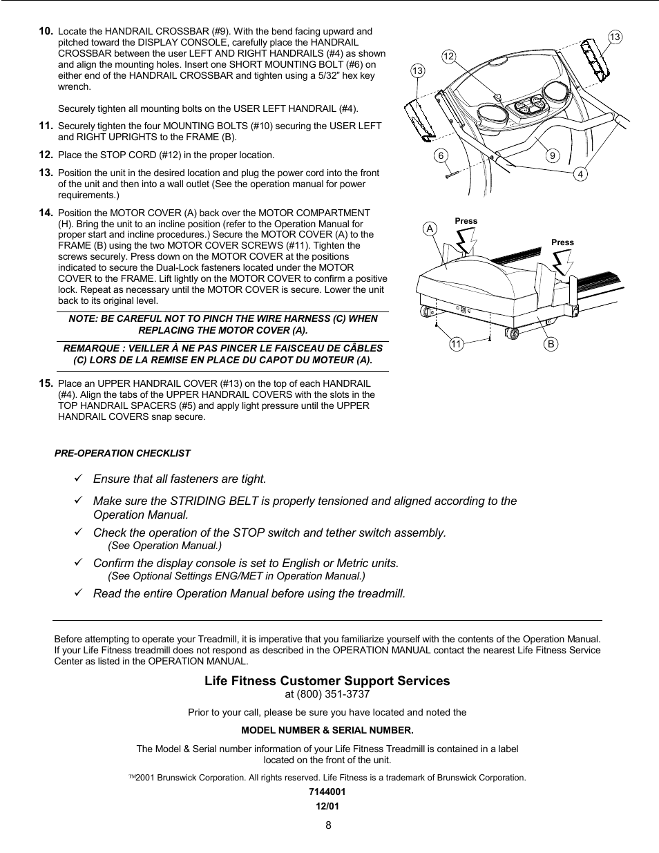 Life fitness customer support services | Life Fitness T7i User Manual | Page 8 / 8