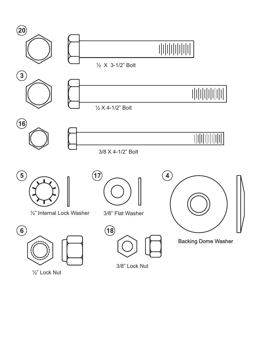 Hardware | Life Fitness Heavy Duty Power Rack User Manual | Page 7 / 16