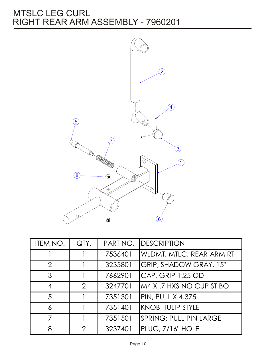 Mtslc leg curl | Life Fitness MTSLC User Manual | Page 10 / 24