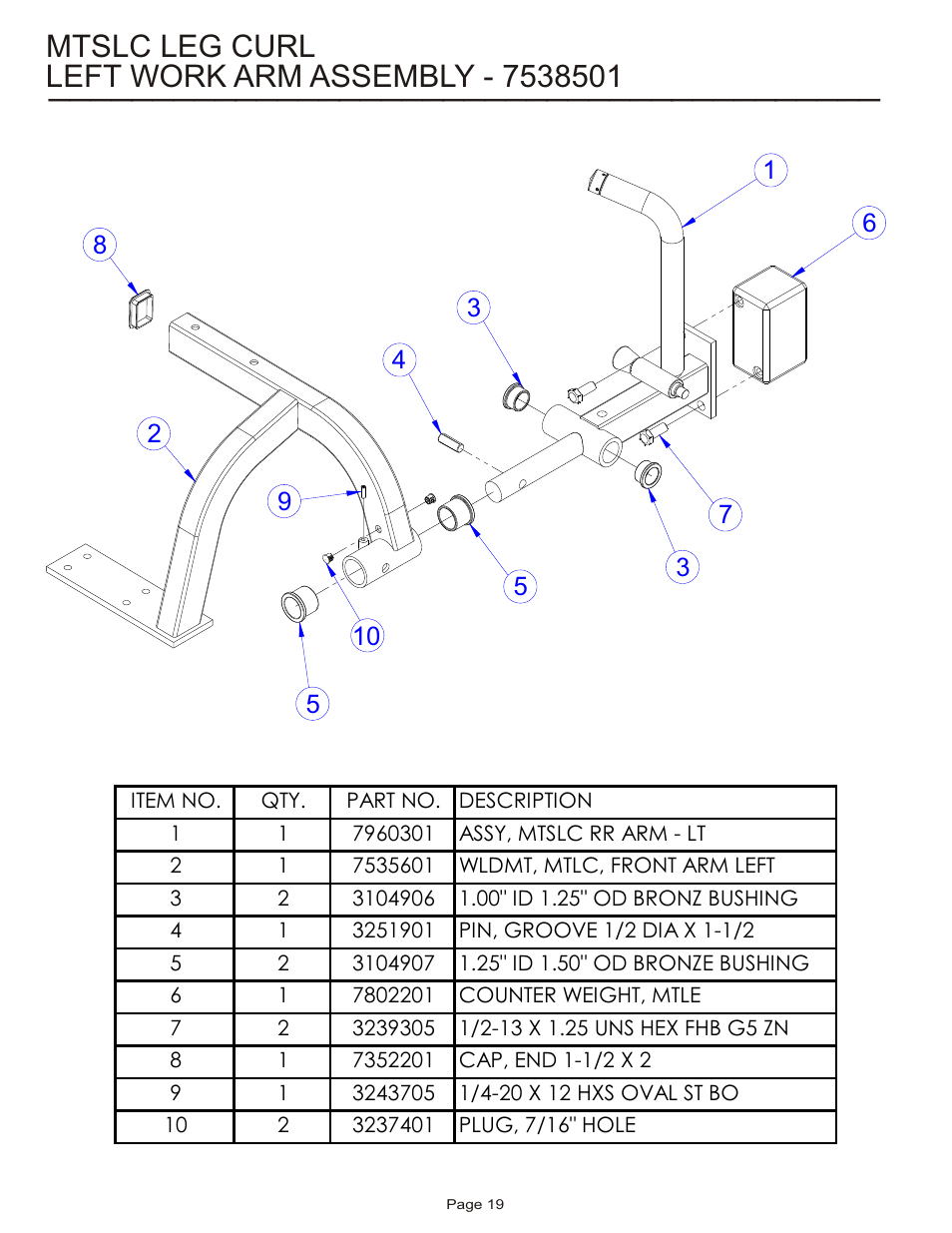Mtslc leg curl | Life Fitness MTSLC User Manual | Page 19 / 24