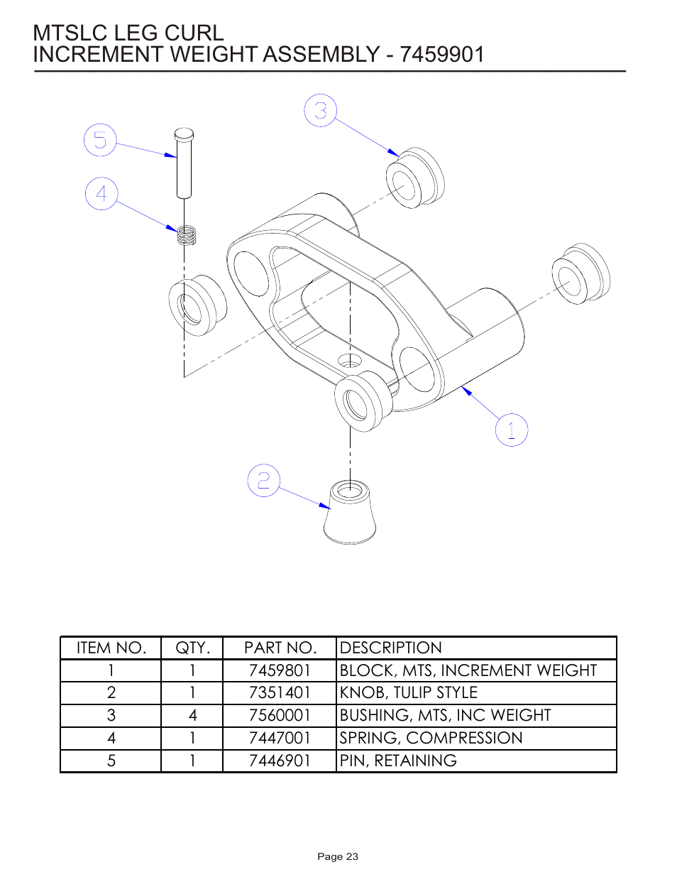 Mtslc leg curl | Life Fitness MTSLC User Manual | Page 23 / 24