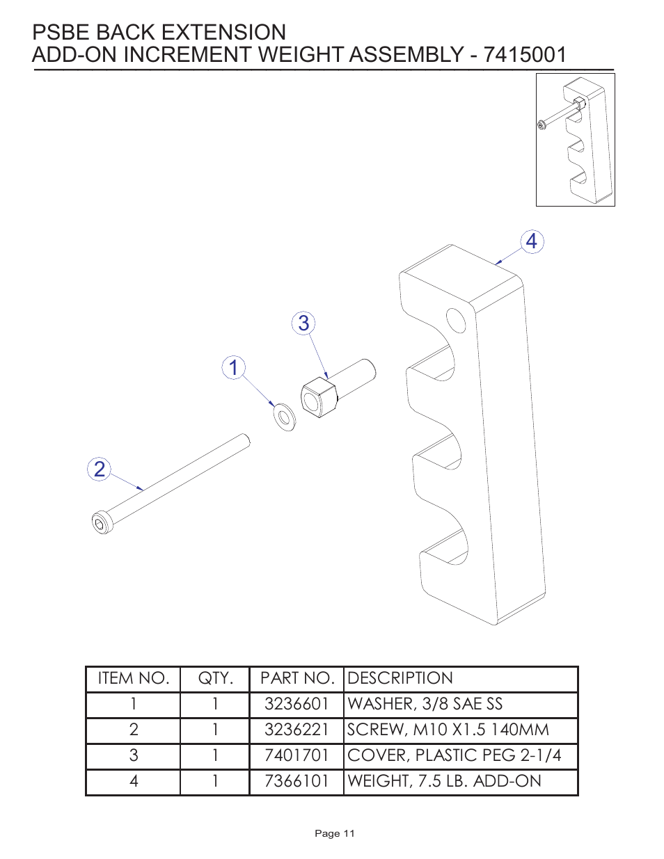 Psbe back extension | Life Fitness Pro 2 Series PSBE User Manual | Page 11 / 13