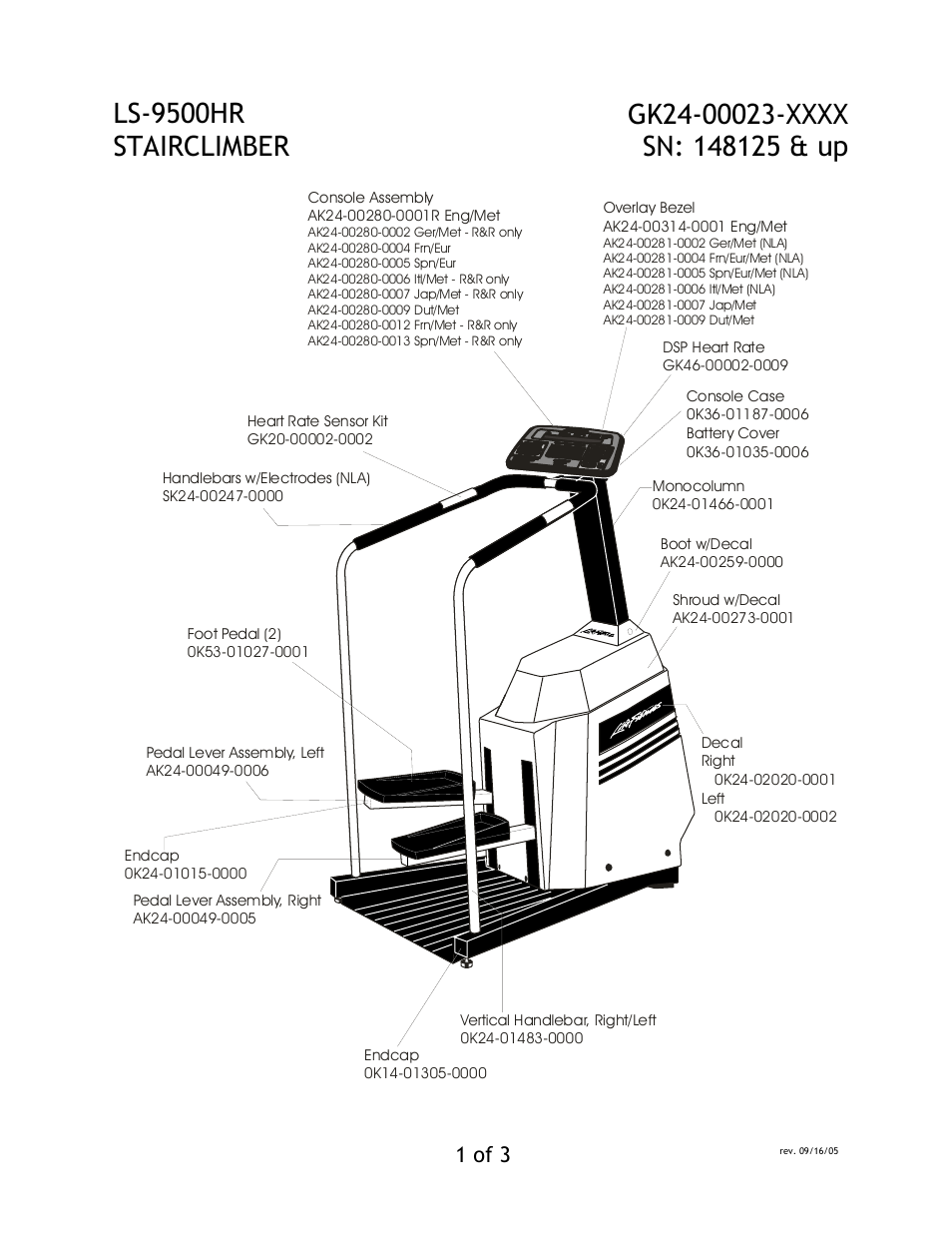 Life Fitness LS-9500HR User Manual | 3 pages