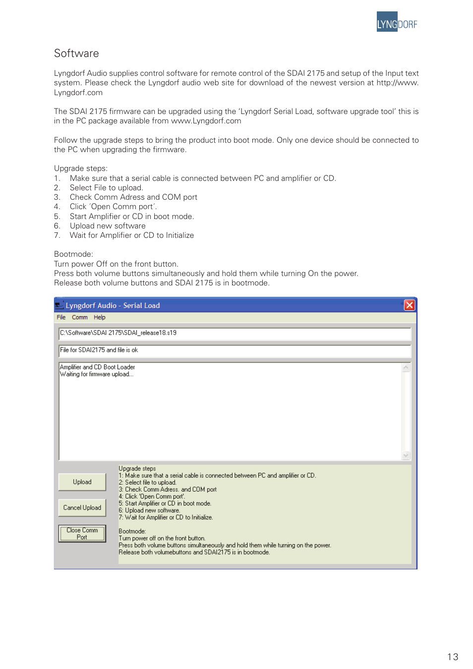 Software | Lyngdorf Audio SDAI 2175 User Manual | Page 13 / 20