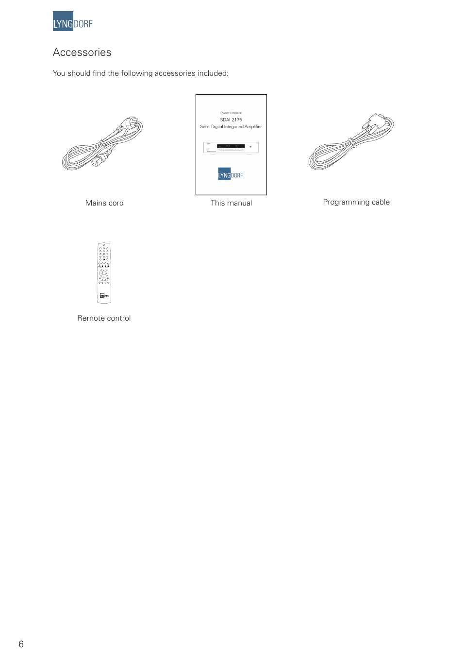 Accessories | Lyngdorf Audio SDAI 2175 User Manual | Page 6 / 20