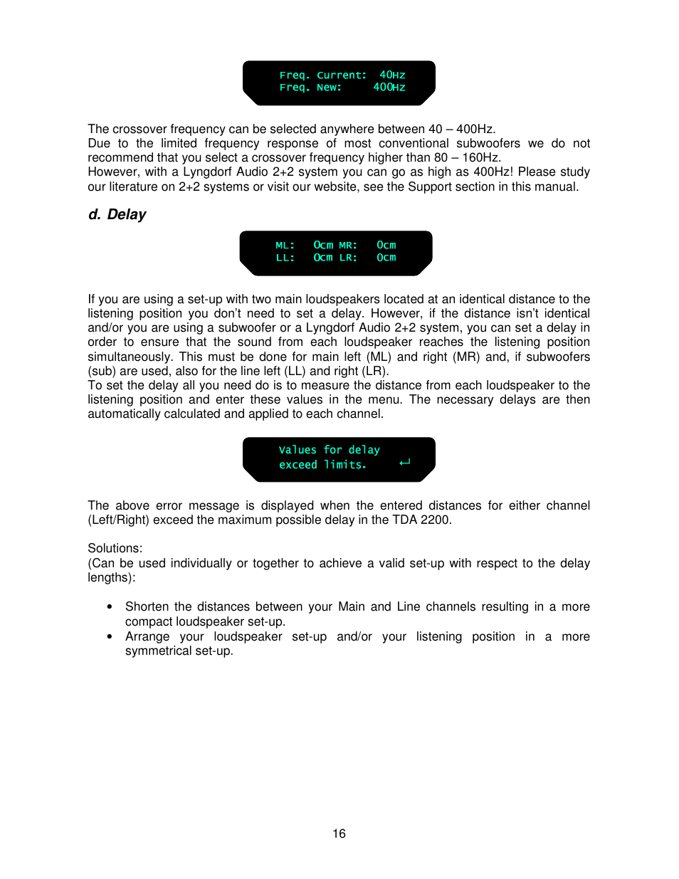 Lyngdorf Audio TDA 2200 User Manual | Page 16 / 44