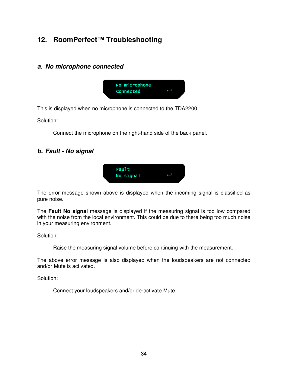 Roomperfect™ troubleshooting | Lyngdorf Audio TDA 2200 User Manual | Page 34 / 44