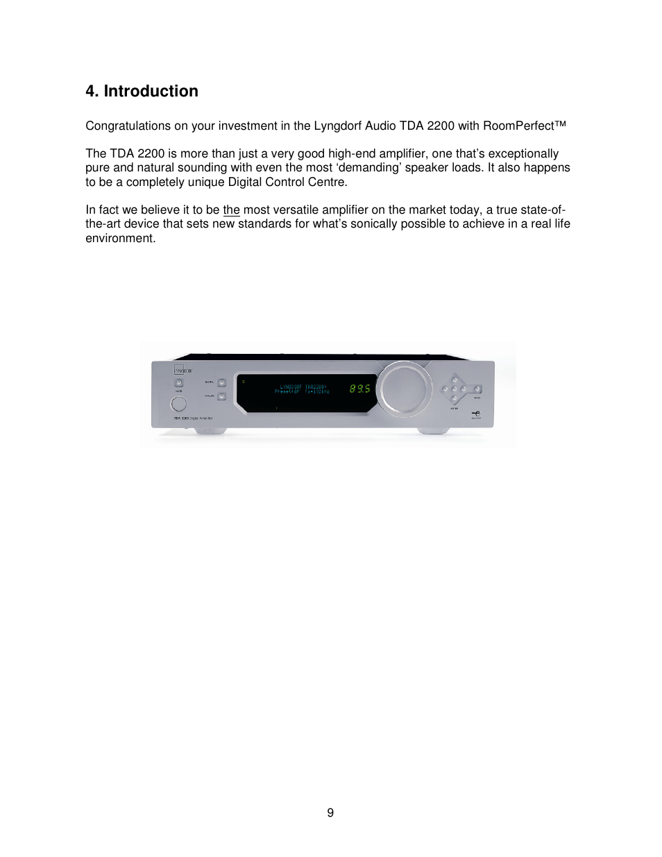 Introduction | Lyngdorf Audio TDA 2200 User Manual | Page 9 / 44