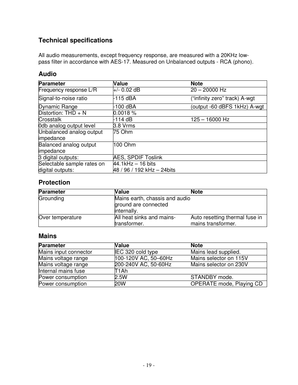 Lyngdorf Audio CD-1 User Manual | Page 19 / 21