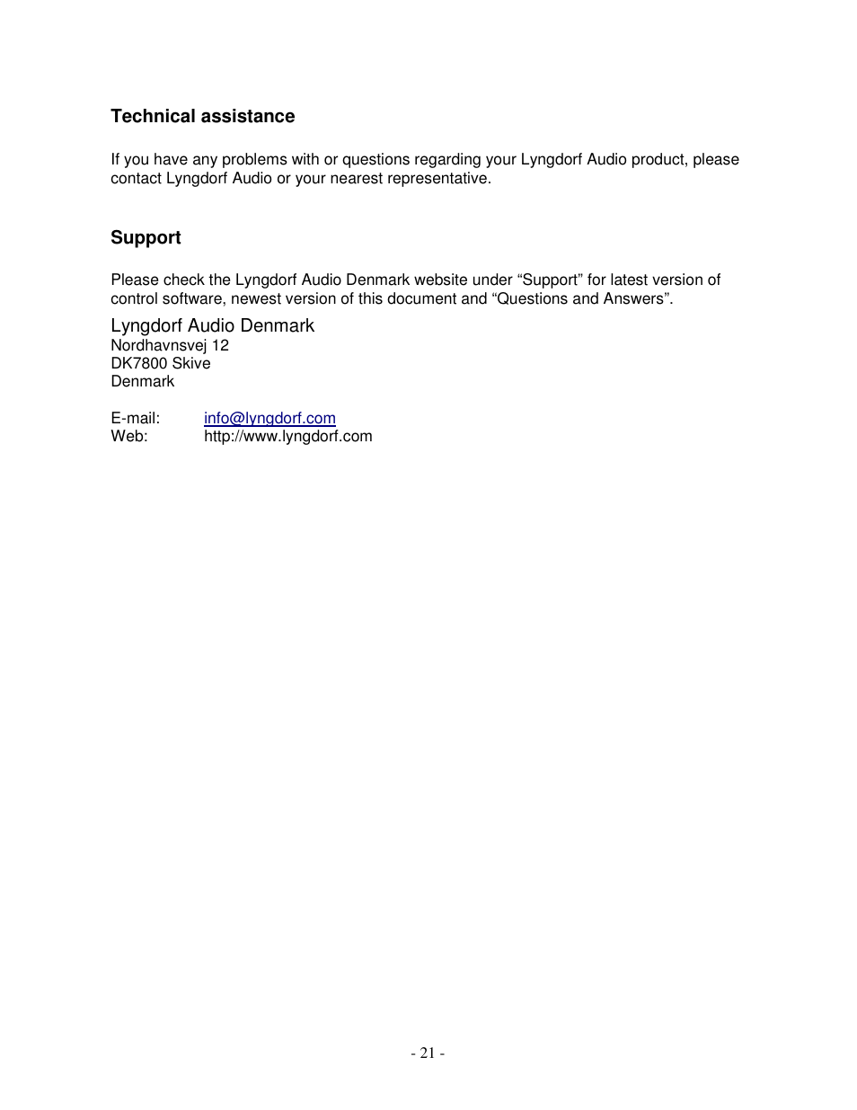 Lyngdorf Audio CD-1 User Manual | Page 21 / 21