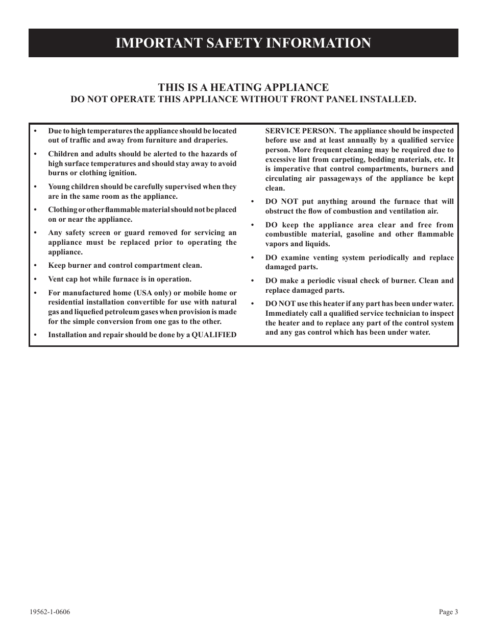 Important safety information, This is a heating appliance | Langley/Empire DV-40E-5 User Manual | Page 3 / 20